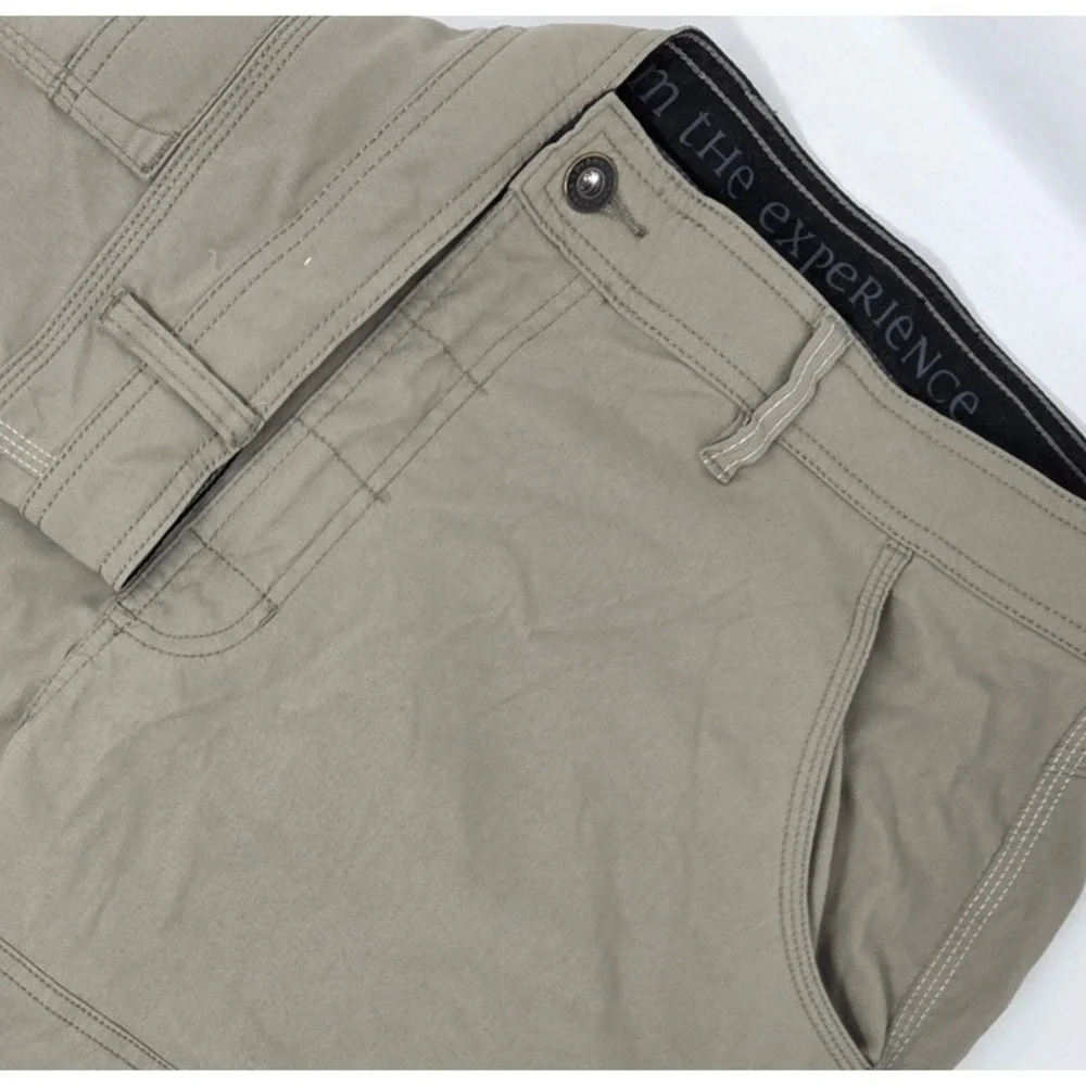 Prana Stretch Zion Pants Mens 40x30 Khaki‎ Tan Straight Hiking Outdoor Roll Up